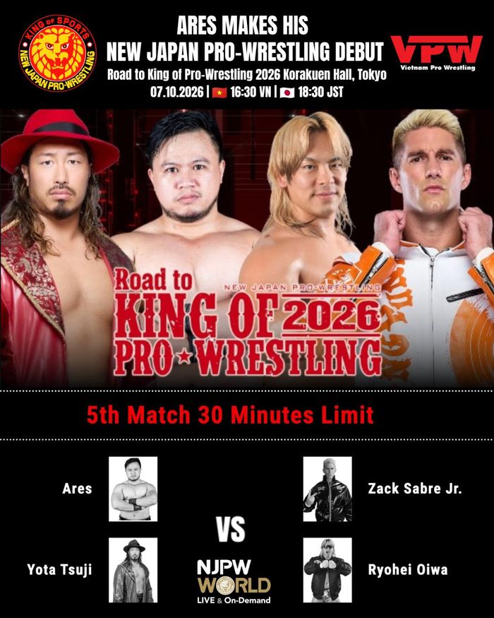 Đô vật Triệu Phong (Ares) sẽ cùng Yota Tsuji ở sự kiện “Road to King of Pro-Wrestling