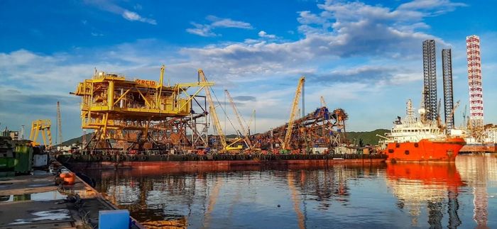 Một góc khu vực bãi chế tạo Cảng Vietsovpetro. Ảnh: Petrovietnam.