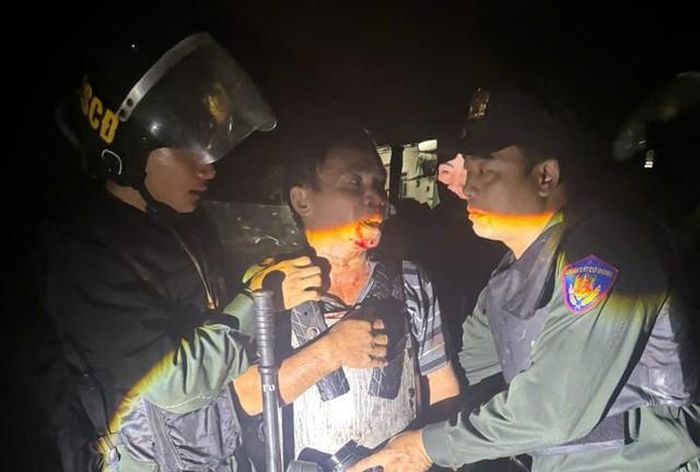 Lực lượng Cảnh sát cơ động khống chế, bắt giữ đối tượng Hoàng Hữu Lai - (ảnh Công an Thái Nguyên).