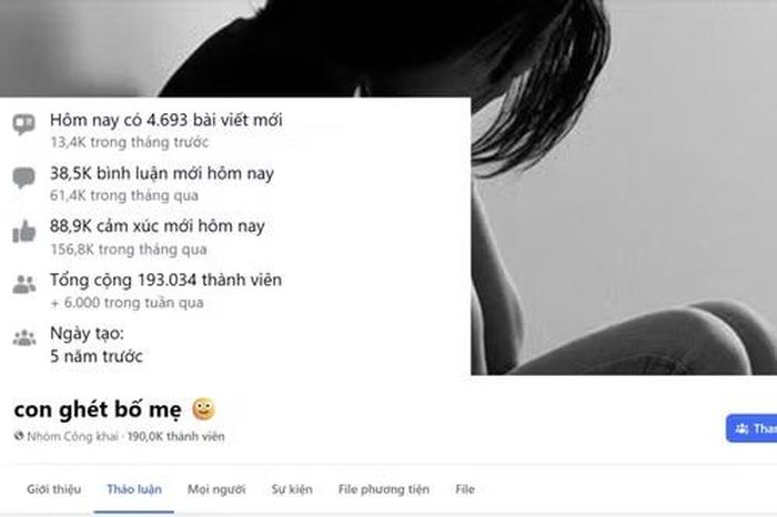 Tính đến sáng 30/9, hội nhóm "Con ghét bố mẹ" đã có hơn 190.000 thành viên.