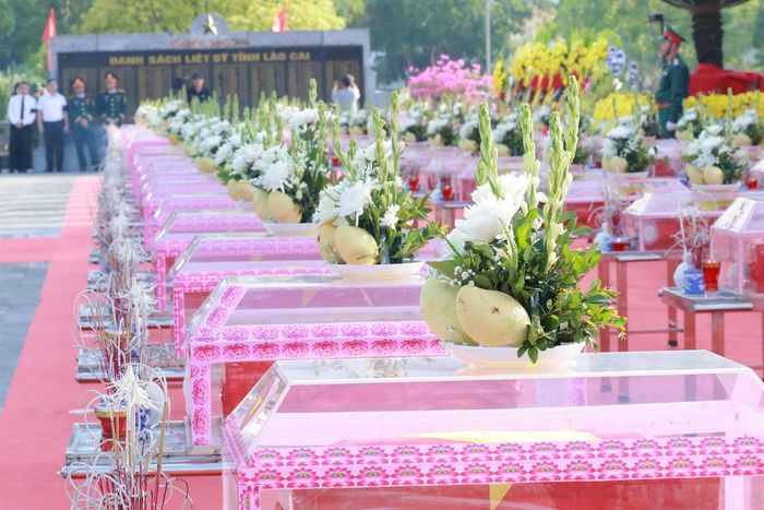 71 hài cốt liệt sĩ được quy tập đợt này. Ảnh: Trường Hải.