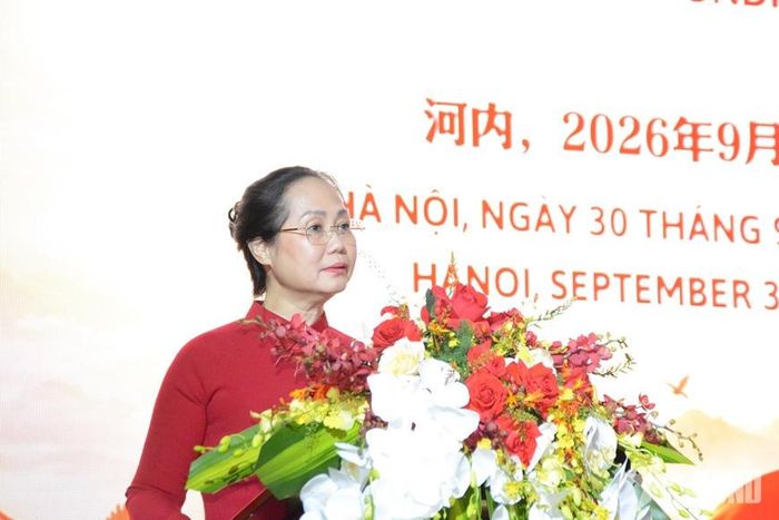 Đồng chí Lâm Thị Phương Thanh phát biểu chúc mừng. Ảnh: qdnd.vn