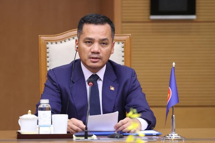 Phó Thủ tướng, Bộ trưởng Bộ Nội vụ Campuchia Sar Sokha phát biểu - Ảnh: chinhphu.vn/Nhật Bắc
