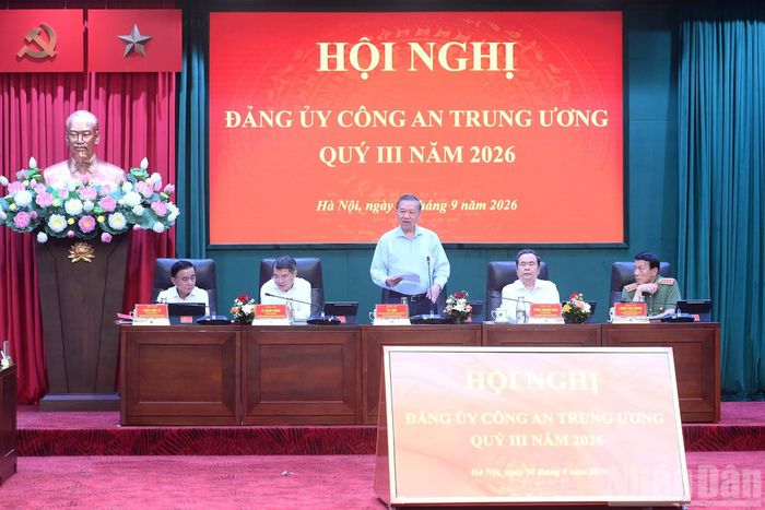 Tổng Bí thư, Chủ tịch nước Tô Lâm phát biểu chỉ đạo Hội nghị Đảng ủy Công an Trung ương quý III năm 2026.
