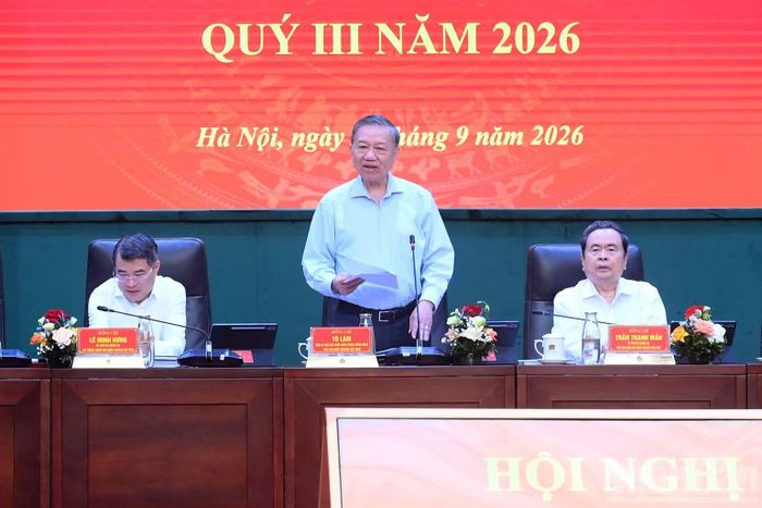 Tổng Bí thư, Chủ tịch nước Tô Lâm phát biểu chỉ đạo Hội nghị Đảng ủy Công an Trung ương quý III năm 2026. (Ảnh: ĐĂNG KHOA)
