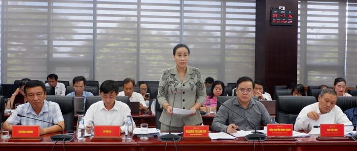 Phó Chủ tịch UBND TP Đà Nẵng Nguyễn Thị Anh Thi phát biểu tại buổi làm việc với đoàn công tác Bộ GD-ĐT.
