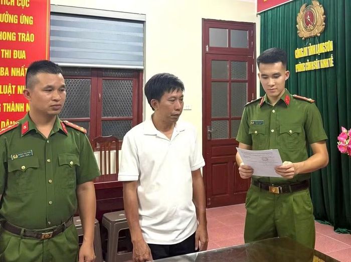 Cơ quan Cảnh sát điều tra, Công an tỉnh Lạng Sơn khởi tố bị can Nguyễn Phúc Hậu.(Ảnh: CA Lạng Sơn).