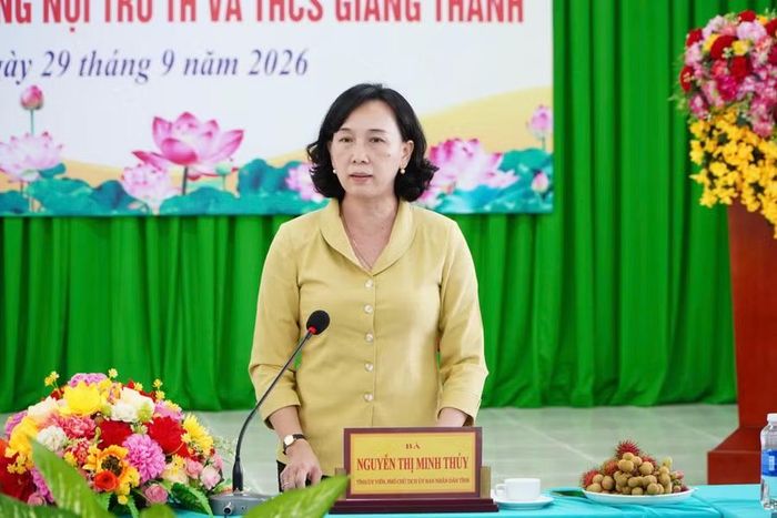 Bà Nguyễn Thị Minh Thúy, Phó Chủ tịch UBND tỉnh An Giang, phát biểu tại buổi làm việc.