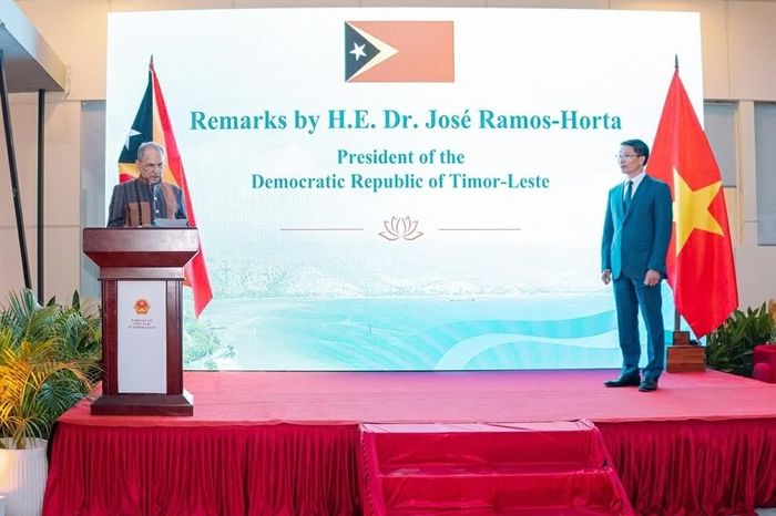 Tổng thống Timor-Leste José Ramos-Horta phát biểu chúc mừng. (Nguồn: Đại sứ quán Việt Nam tại Timor-Leste)