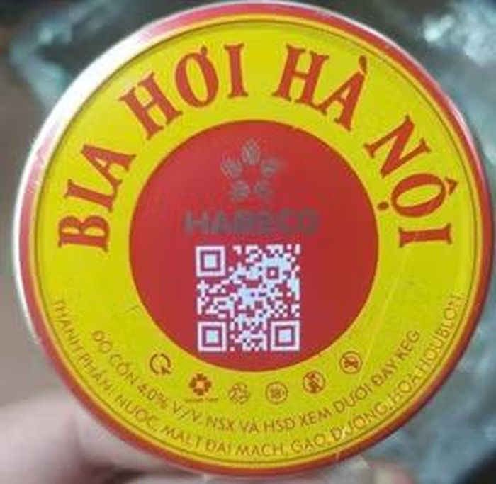 Nắp nhôm sản phẩm Bia Hơi Hà Nội có mã QR truy xuất thông tin