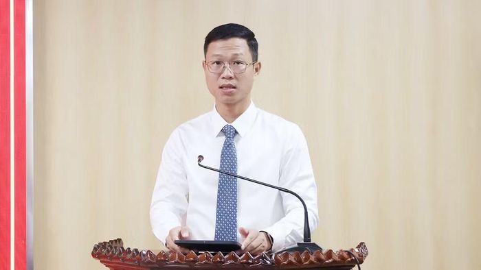 Tân Giám đốc Sở Khoa học và Công nghệ Thân Trung Kiên phát biểu nhận nhiệm vụ. Ảnh: bacninh.gov.vn