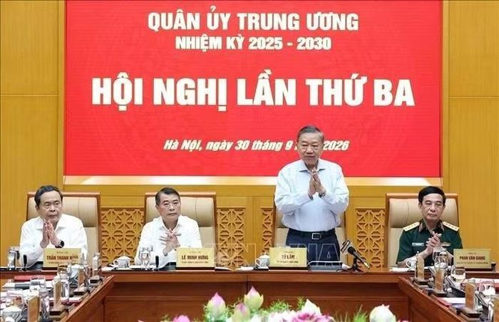 Tổng Bí thư, Chủ tịch nước Tô Lâm, Bí thư Quân ủy Trung ương chủ trì Hội nghị lần thứ ba Quân ủy Trung ương nhiệm kỳ 2025-2030. Ảnh: TTXVN