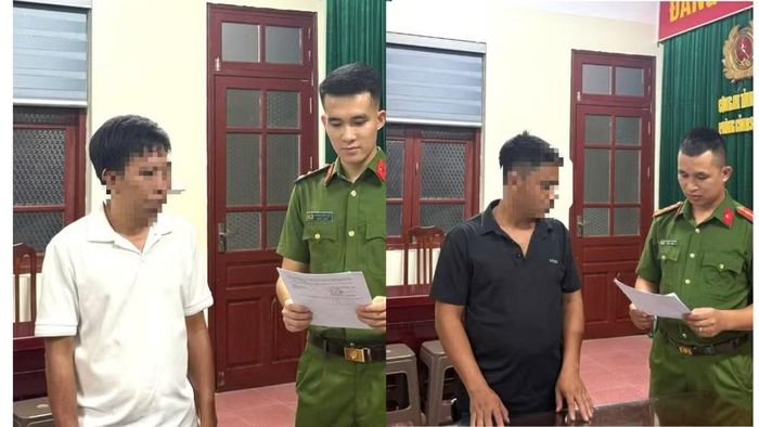 Hai đối tượng tại cơ quan công an. Ảnh: CACC