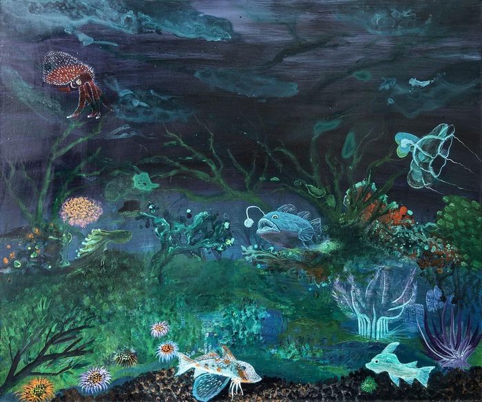 Tranh “Lòng biển sâu 1” - Họa sĩ Nguyễn Lộc