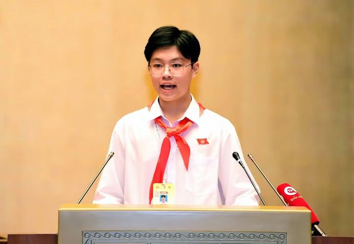Đối tượng tự ứng cử là trẻ em từ đủ 11 đến dưới 16 tuổi, tương ứng học sinh lớp 6 đến lớp 9 trong năm học 2026 - 2027. Ảnh: "Chủ tịch” phiên họp giả định Quốc hội trẻ em lần thứ II - năm 2024
