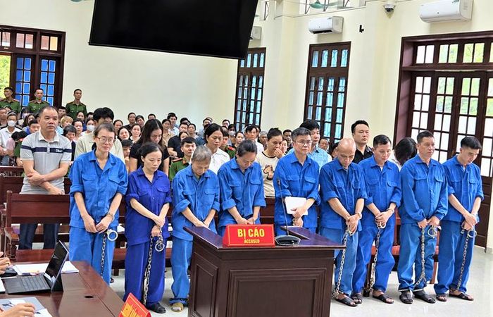  Các bị cáo tại phiên xét xử.