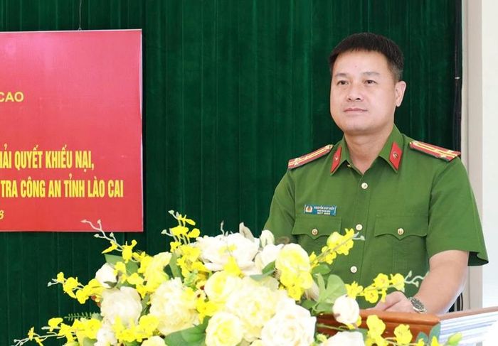  Thượng tá Nguyễn Huy Hiệp, Phó giám đốc Công an tỉnh Lào Cai phát biểu.