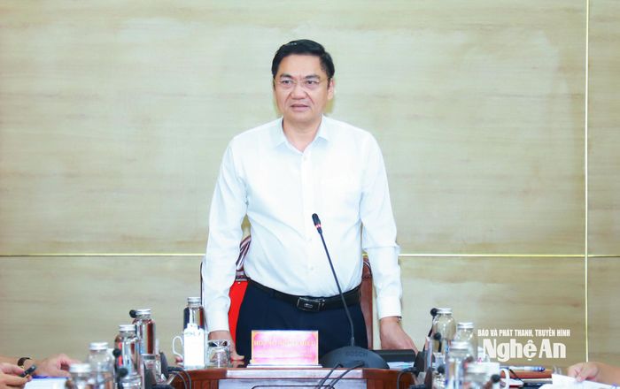 Đồng chí Hoàng Nghĩa Hiếu - Phó Bí thư Thường trực Tỉnh ủy, Chủ tịch HĐND tỉnh phát biểu kết luận. Ảnh: Thành Duy