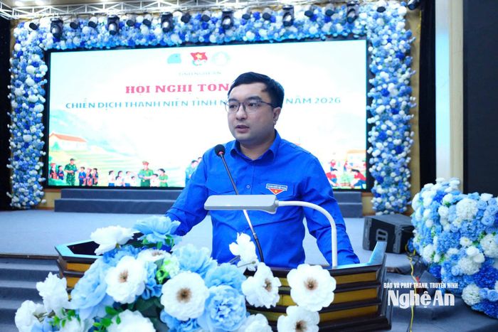 Đồng chí Hồ Phúc Hải - Bí thư Tỉnh đoàn Nghệ An phát biểu kết luận hội nghị. Ảnh: Phương Huyền