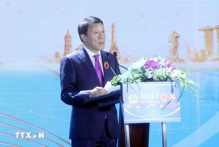 Đại tướng Lương Tam Quang, Bộ trưởng Bộ Công an phát biểu khai mạc Hội nghị. (Ảnh: Phạm Kiên/TTXVN)