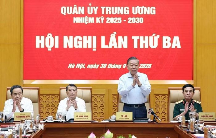 Tổng Bí thư, Chủ tịch nước Tô Lâm, Bí thư Quân ủy Trung ương phát biểu. (Ảnh: Thống Nhất/TTXVN)