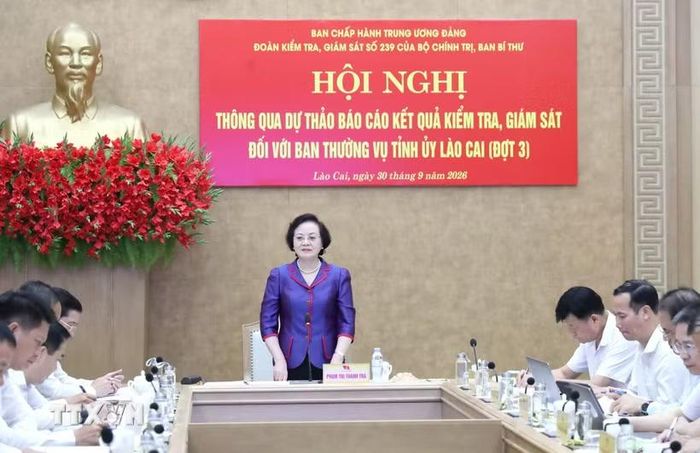Bí thư Trung ương Đảng, Phó Thủ tướng Chính phủ Phạm Thị Thanh Trà phát biểu kết luận buổi làm việc. (Ảnh: Tuấn Anh/TTXVN)