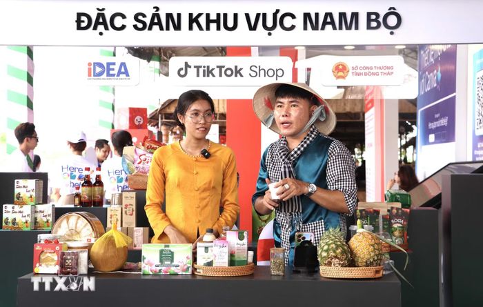 Đẩy mạnh quảng bá các sản phẩm Việt qua các kênh livestreams bán hàng. (Ảnh: Hồng Nhung/TTXVN)