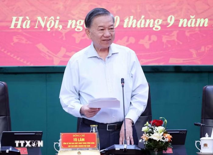 Tổng Bí thư, Chủ tịch nước Tô Lâm phát biểu chỉ đạo. (Ảnh: Thống Nhất/TTXVN)