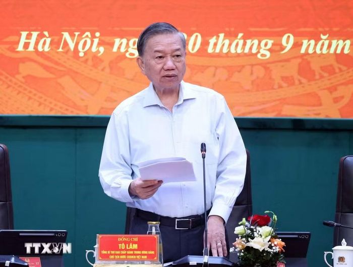 Tổng Bí thư, Chủ tịch nước Tô Lâm phát biểu chỉ đạo. (Ảnh: Thống Nhất/TTXVN)