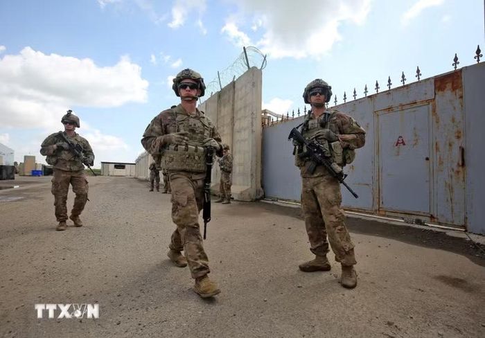 Binh sỹ Mỹ tại căn cứ không quân K1 ở tỉnh Kirkuk, miền Bắc Iraq. (Ảnh: France 24/TTXVN)