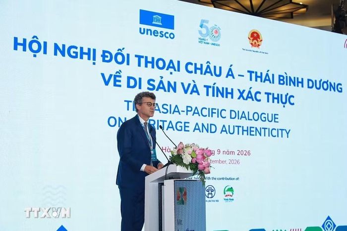 Ông Jonathan Wallace Baker, Trưởng Đại diện UNESCO tại Việt Nam phát biểu. (Ảnh: Khánh Hòa/TTXVN)