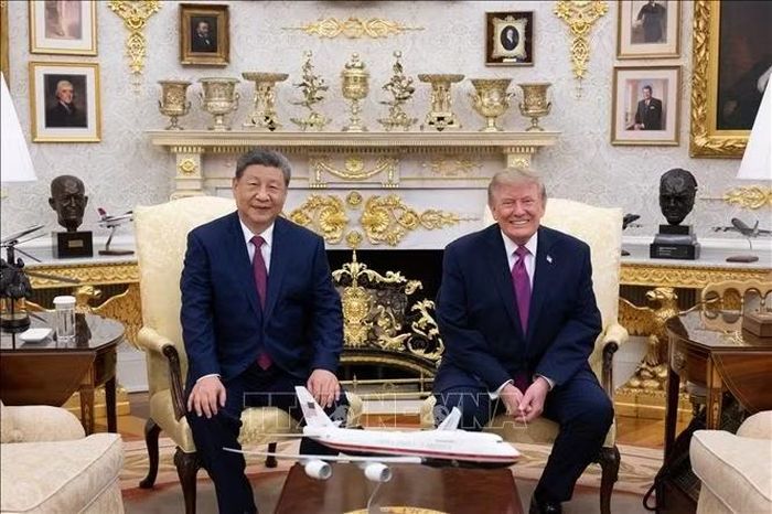 Tổng thống Mỹ Donald Trump (phải) hội đàm với Chủ tịch Trung Quốc Tập Cận Bình tại Nhà Trắng ngày 24/9/2026. Ảnh: THX/TTXVN phát