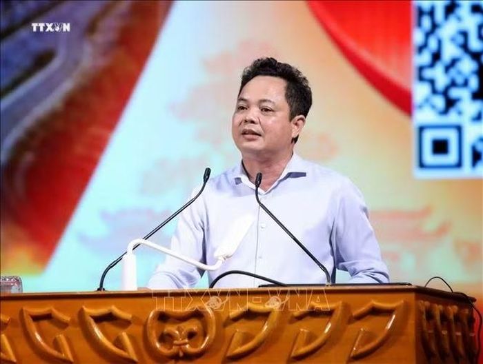 Phó Giám đốc Sở Văn hóa, Thể thao và Du lịch Khổng Đức Thanh phát biểu tại Hội nghị.