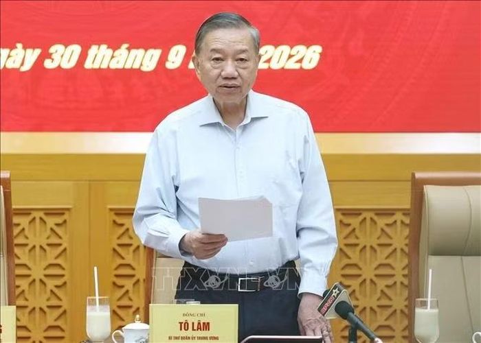 Tổng Bí thư, Chủ tịch nước Tô Lâm, Bí thư Quân ủy Trung ương phát biểu. Ảnh: Thống Nhất/TTXVN