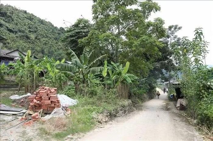 Con đường dẫn vào bản Nà Hừ, xã biên giới Bum Nưa (Lai Châu).