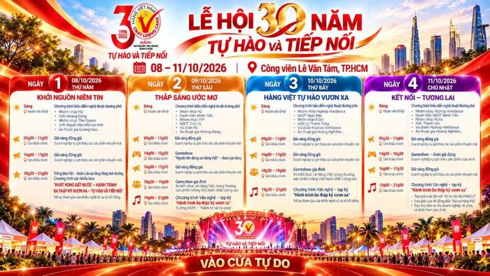 Lễ hội diễn ra trong 4 ngày, từ ngày 8-11/10/2026 tại Công viên Lê Văn Tám, TP Hồ Chí Minh.