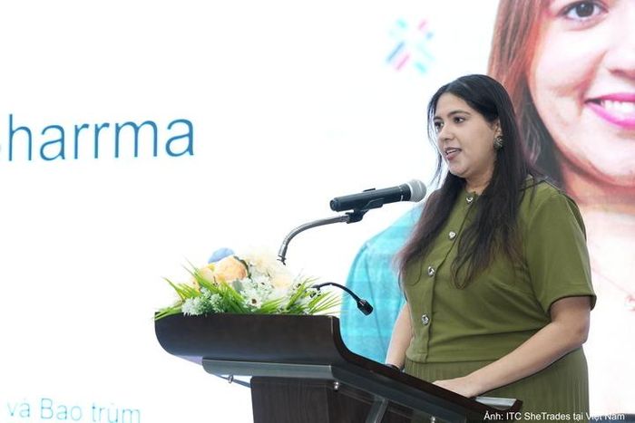 Bà Kritee Sharma, đại diện Sáng kiến SheTrades, Ban Thương mại Bền vững và Bao trùm, ITC phát biểu