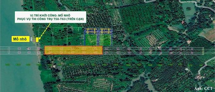 Vị trí khởi công thuộc Dự án thành phần 2 - Dự án đầu tư xây dựng cầu Long Hưng (cầu Đồng Nai 2) nhìn từ hình ảnh vệ tinh.