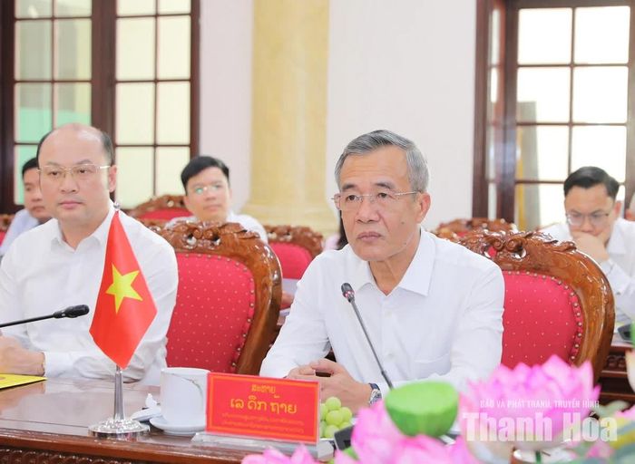Bí thư Tỉnh ủy Lê Đức Thái phát biểu tại buổi tiếp và làm việc.
