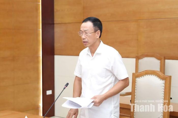Phó Chủ tịch UBND tỉnh Lê Quang Hùng phát biểu tại buổi làm việc.