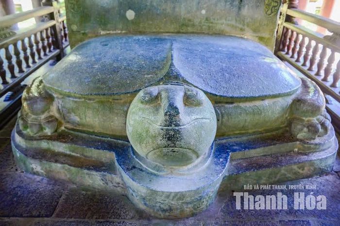 Bia và rùa được làm từ đá trầm tích nguyên khối có niên đại khoảng 300 triệu năm.