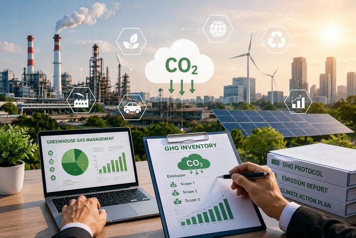Kiểm kê khí nhà kính không chỉ tuân thủ quy định mà còn theo xu hướng quốc tế về chuyển đổi xanh, hướng đến phát thải carbon thấp. Ảnh minh họa: Phúc Bình