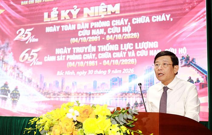  Đồng chí Ngô Tân Phượng phát biểu tại Lễ kỷ niệm. 