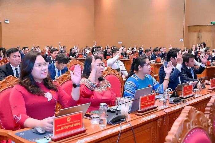  Các đại biểu biểu quyết thông qua chương trình kỳ họp. Ảnh: Đức Thụy 