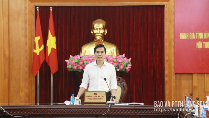 Đồng chí Hoàng Quốc Khánh, Ủy viên Trung ương Đảng, Bí thư Tỉnh ủy phát biểu chỉ đạo tại hội nghị