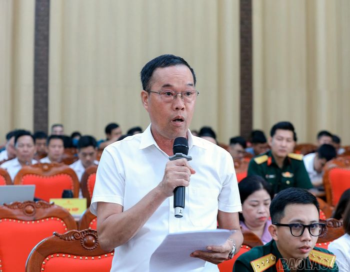 Cử tri xã Xuân Ái phát biểu tại hội nghị.