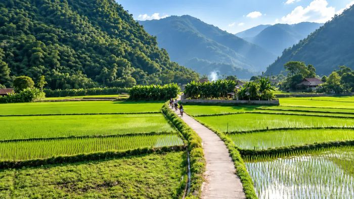 Cảnh quan thiên nhiên tươi đẹp ở Lâm Thượng để lại nhiều ấn tượng cho du khách.