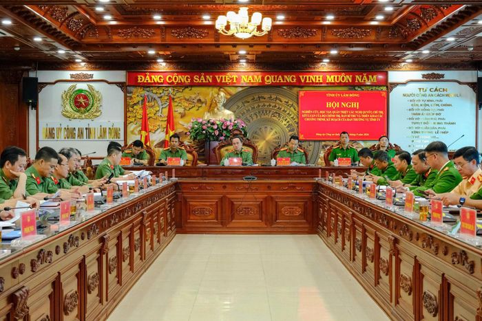 Lãnh đạo Công an tỉnh Lâm Đồng tham dự hội nghị tại điểm cầu Công an tỉnh