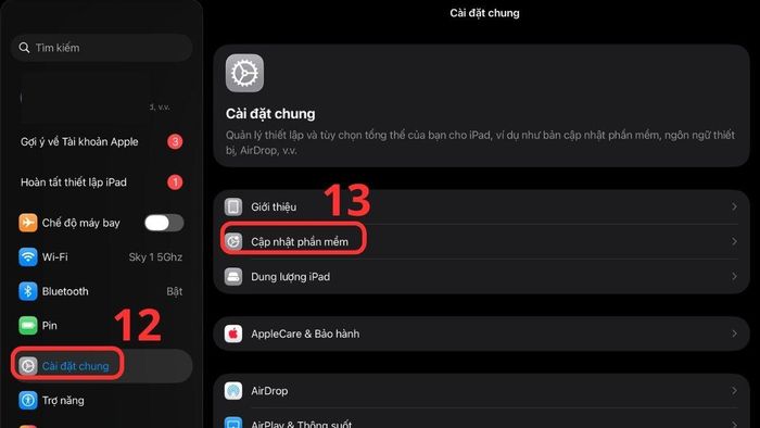 Vào cập nhật phần mềm trong iPhone