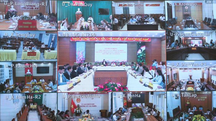 Buổi lễ được kết nối trực tuyến đến điểm cầu các địa phương trong toàn tỉnh
